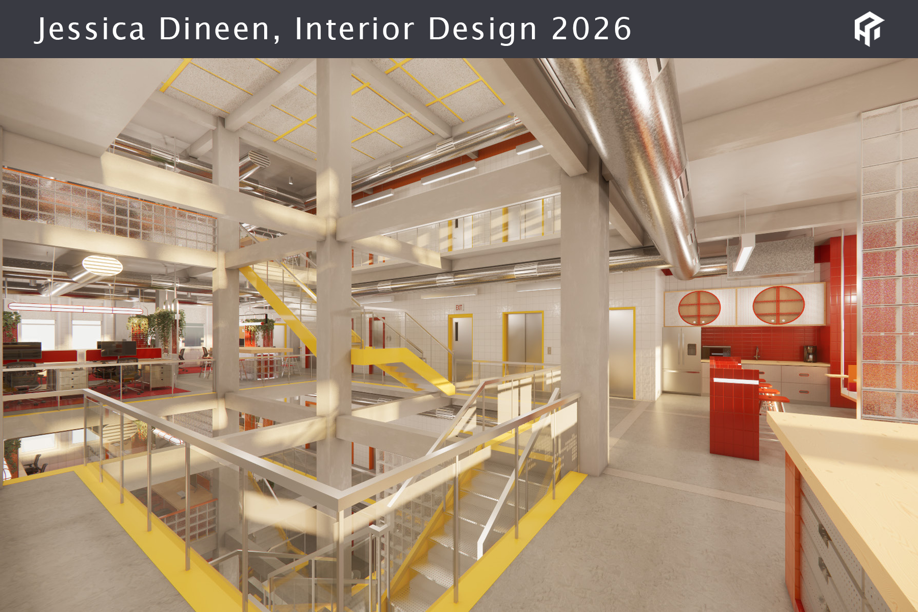 rendering of an interior of a design studio