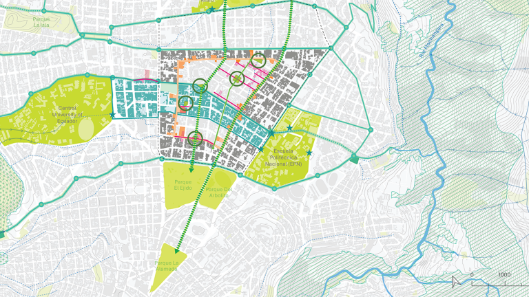 Map view of neighborhoods in Quito City Ecuador