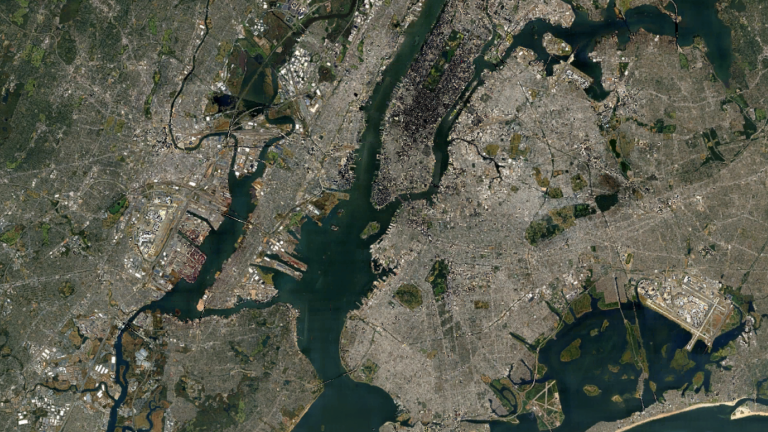 Google maps view of NJ and NY